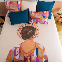 Carré Blanc Housse de couette réversible percale de coton Rosangela| Housses De Couette