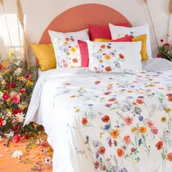 Carré Blanc Housse de couette réversible percale de coton Eloges| Housses De Couette