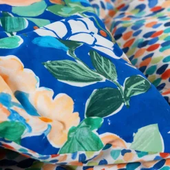 Carré Blanc Housse de couette réversible pur coton Mijas floral| Housses De Couette