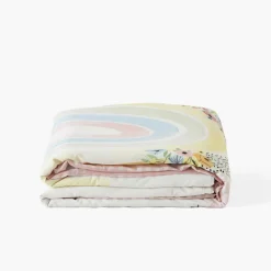 Carré Blanc Housse de couette réversible pur coton bio Rêve d'or|Enfant Linge De Litbio|Housses De Couette