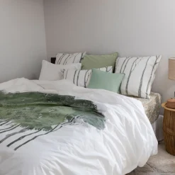 Carré Blanc Housse de couette réversible percale de coton lavée biologique Monarbre| Housses De Couette