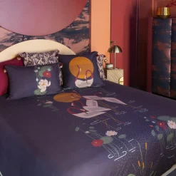 Carré Blanc Housse de couette réversible percale de coton Hokkaido violet| Housses De Couette