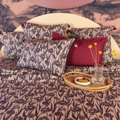 Carré Blanc Housse de couette réversible percale de coton Hokkaido violet| Housses De Couette