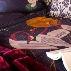 Carré Blanc Housse de couette réversible percale de coton Hokkaido violet| Housses De Couette