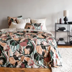 Carré Blanc Housse de couette réversible percale de coton bio Gisèle| Housses De Couette