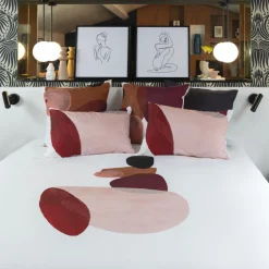 Carré Blanc Housse de couette réversible percale de coton Callipyge abstrait| Housses De Couette