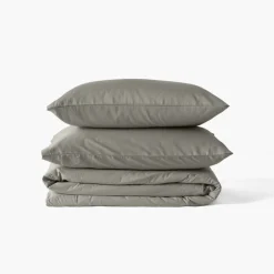 Carré Blanc Housse de couette satin de coton lavé biologique Quartz jade| Housses De Couette