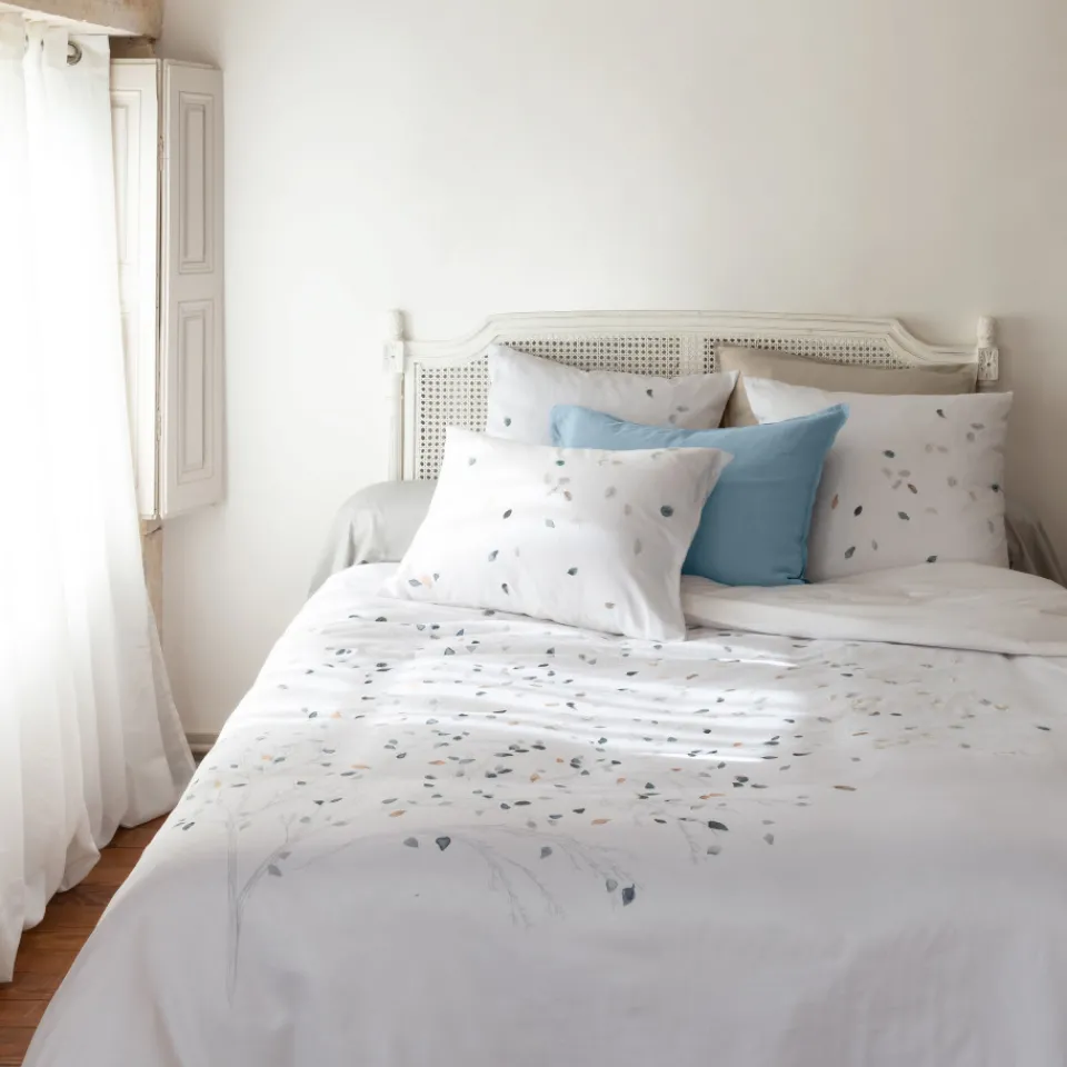 Carré Blanc Housse de couette satin de coton Equinoxe| Housses De Couette