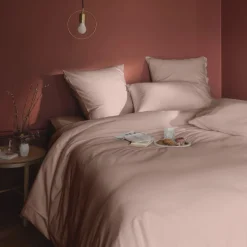 Carré Blanc Housse de couette satin de coton lavé bio Quartz blush| Housses De Couette