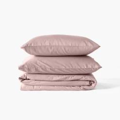 Carré Blanc Housse de couette satin de coton lavé bio Quartz blush| Housses De Couette