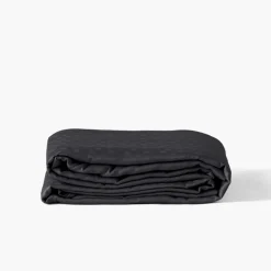 Carré Blanc Housse de couette satin de coton jacquard pois et rayures Prestige noir| Housses De Couette