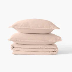 Carré Blanc Housse de couette satin de coton jacquard pois et rayures Prestige nacre| Housses De Couette