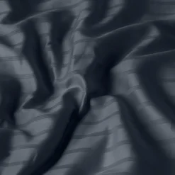 Carré Blanc Housse de couette satin de coton jacquard pois et rayures Prestige bleu nuit| Housses De Couette