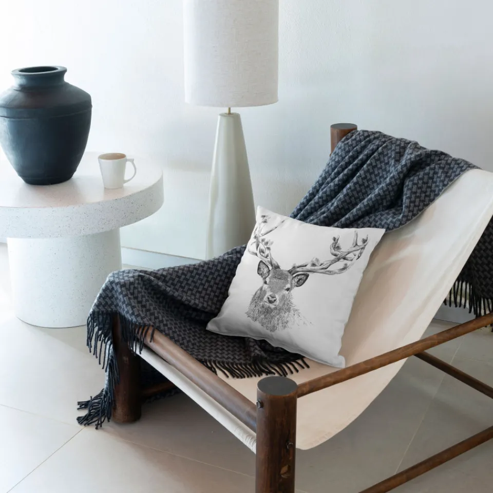 Carré Blanc Housse de coussin coton Elaphe|Homme Housses De Coussin|Coffrets Cadeaux