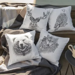 Carré Blanc Housse de coussin coton Grizzli|Homme Housses De Coussin|Coffrets Cadeaux