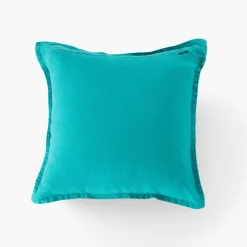 Carré Blanc Housse de coussin lin lavé Songe menthe| Housses De Coussin