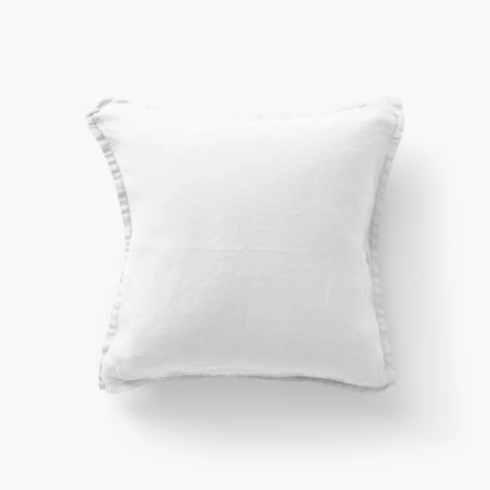 Carré Blanc Housse de coussin lin lavé Songe blanc| Housses De Coussin
