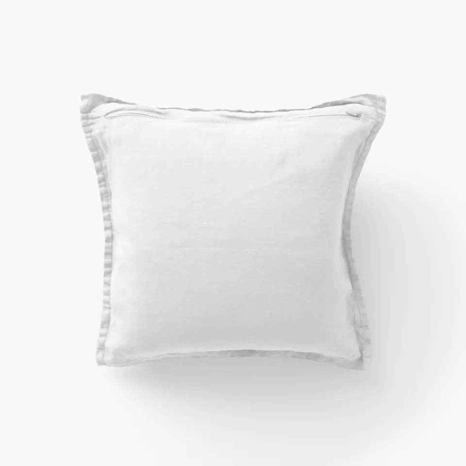 Carré Blanc Housse de coussin lin lavé Songe blanc| Housses De Coussin