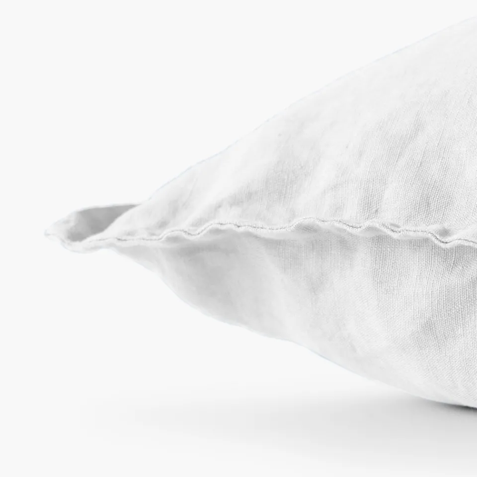 Carré Blanc Housse de coussin lin lavé Songe blanc| Housses De Coussin