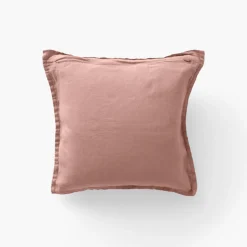 Carré Blanc Housse de coussin lin lavé Songe rose cendré| Housses De Coussin