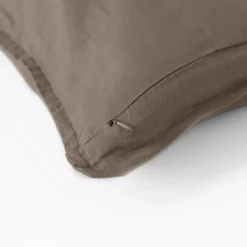 Carré Blanc Housse de coussin lin lavé Songe taupe| Housses De Coussin