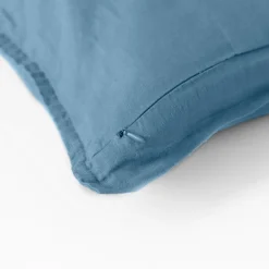 Carré Blanc Housse de coussin lin lavé Songe bleu baltique| Housses De Coussin