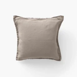 Carré Blanc Housse de coussin lin lavé Songe grège| Housses De Coussin