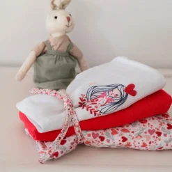 Carré Blanc Langes coton bio Mes Rêves rouge tendre|Enfant Accessoires