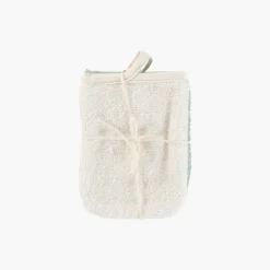 Carré Blanc Lot de 2 gants de toilette coton biologique Naturelle|Femme Coffrets Cadeaux|Accessoires Beauté