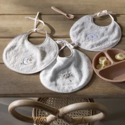 Carré Blanc Mini bavoir coton bio Bienvenue nude|Enfant Bavoirs & Mini-bavoirs|Nouveautés Bébénew