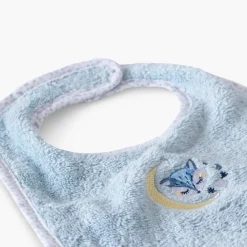 Carré Blanc Mini bavoir coton bio Illumine bleu polaire|Enfant Bavoirs & Mini-bavoirs