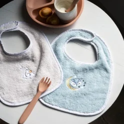 Carré Blanc Mini bavoir coton bio Illumine bleu polaire|Enfant Bavoirs & Mini-bavoirs