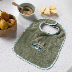 Carré Blanc Mini bavoir coton Playful kaki|Enfant Bavoirs & Mini-bavoirs