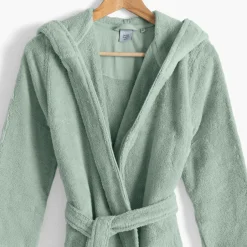 Carré Blanc Peignoir ado fille coton moelleux Julia eucalyptus|Enfant Peignoirs 10 Ans - 16 Ans