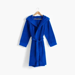 Carré Blanc Peignoir ado garcon coton moelleux Hugo cobalt|Enfant Peignoirs 10 Ans - 16 Ans