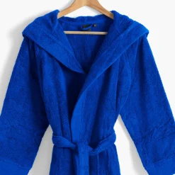 Carré Blanc Peignoir ado garcon coton moelleux Hugo cobalt|Enfant Peignoirs 10 Ans - 16 Ans