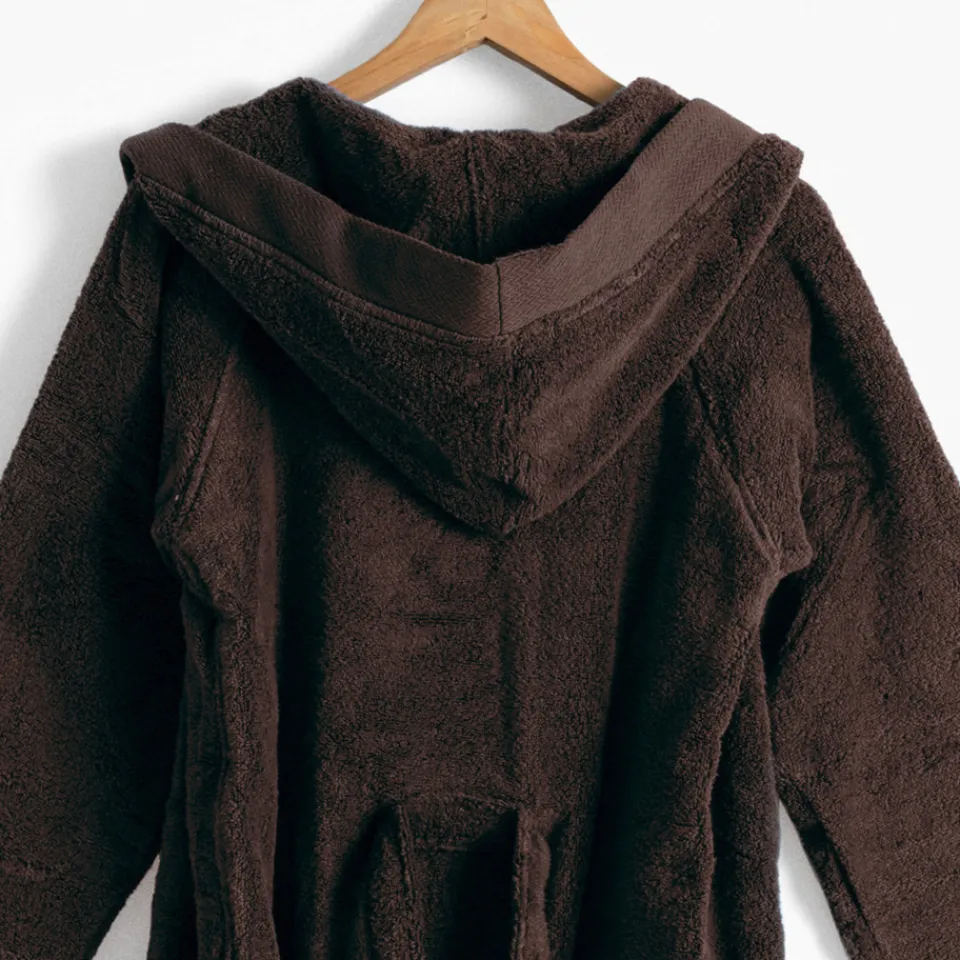 Carré Blanc Peignoir ado garcon coton moelleux Hugo ébène|Enfant Peignoirs 10 Ans - 16 Ans