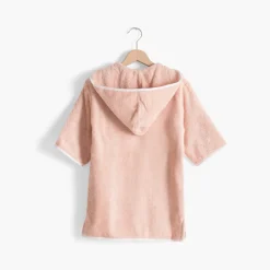Carré Blanc Peignoir bébé coton bio à capuche zippé Illumine vieux rose|Enfant Peignoirs 12 Mois - 10 Ans