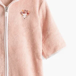 Carré Blanc Peignoir bébé coton bio à capuche zippé Illumine vieux rose|Enfant Peignoirs 12 Mois - 10 Ans