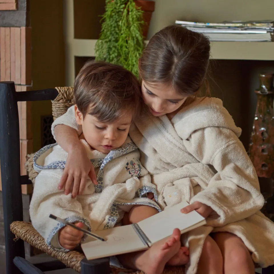 Carré Blanc Peignoir bébé coton bio à capuche Dandine ivoire|Enfant Peignoirs 12 Mois - 10 Ans