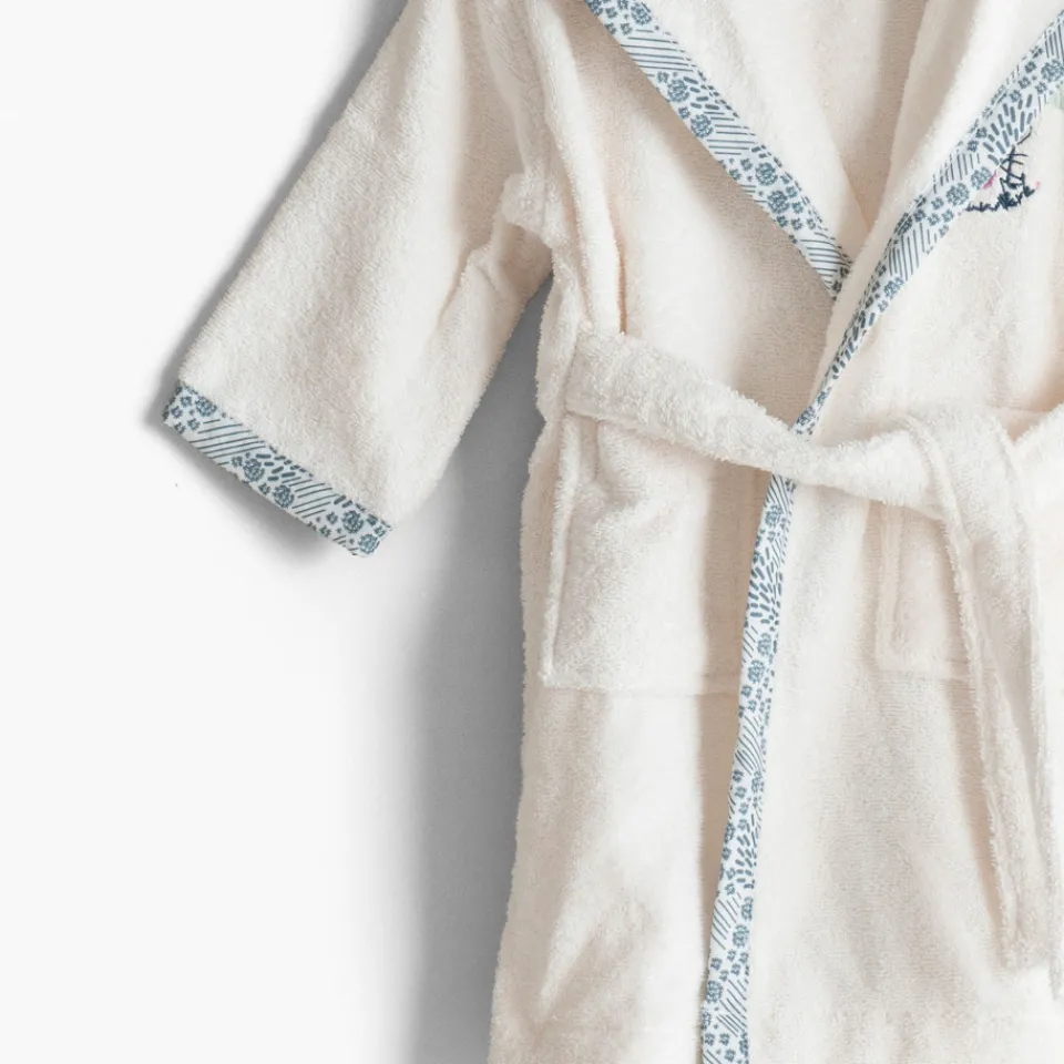 Carré Blanc Peignoir bébé coton bio à capuche Dandine ivoire|Enfant Peignoirs 12 Mois - 10 Ans