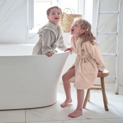 Carré Blanc Peignoir bébé coton biologique à capuche Devine lin|Enfant Peignoirs 12 Mois - 10 Ans