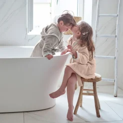 Carré Blanc Peignoir bébé coton biologique à capuche Devine blush|Enfant Peignoirs 12 Mois - 10 Ans