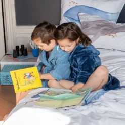 Carré Blanc Peignoir enfant coton à capuche Océanos Indigo|Enfant Peignoirs 12 Mois - 10 Ans