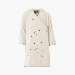 Carré Blanc Peignoir enfant coton biologique cache-coeur à capuche Raphia ivoire|Enfant Peignoirs 12 Mois - 10 Ans