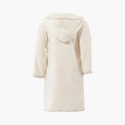 Carré Blanc Peignoir enfant coton biologique cache-coeur à capuche Raphia ivoire|Enfant Peignoirs 12 Mois - 10 Ans