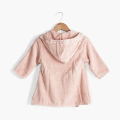 Carré Blanc Peignoir enfant coton bio cache-cœur à capuche brodé Rêve d'or dragée|Enfant Peignoirs 12 Mois - 10 Ans