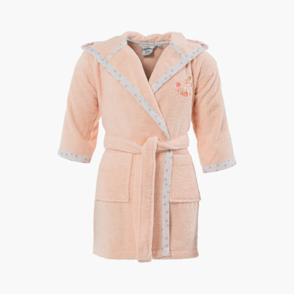 Carré Blanc Peignoir enfant coton biologique à capuche Devine blush|Enfant Peignoirs 12 Mois - 10 Ans