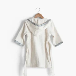 Carré Blanc Peignoir enfant coton bio à capuche Dandine ivoire|Enfant Peignoirs 12 Mois - 10 Ans