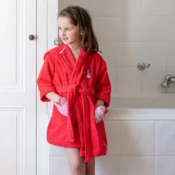 Carré Blanc Peignoir enfant coton bio Mes rêves rouge tendre|Enfant Peignoirs 12 Mois - 10 Ans